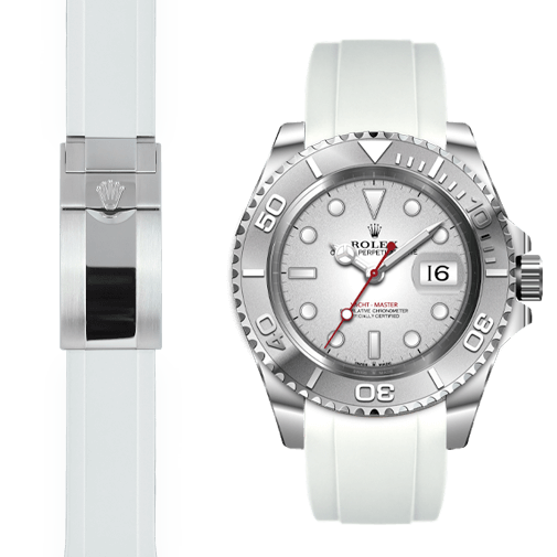 Curved End Rubber Strap for Rolex Yacht-Master Deployant